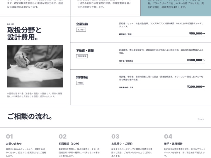 デザイン01 端正ミニマルのデモ画面